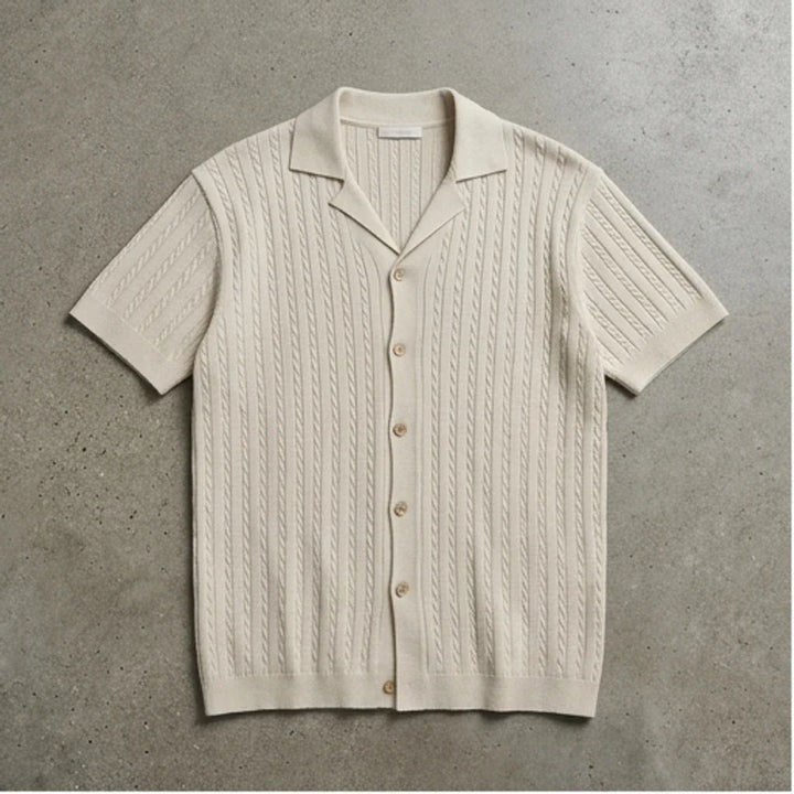 Polo heren | Gebreide kabel polo met kraag