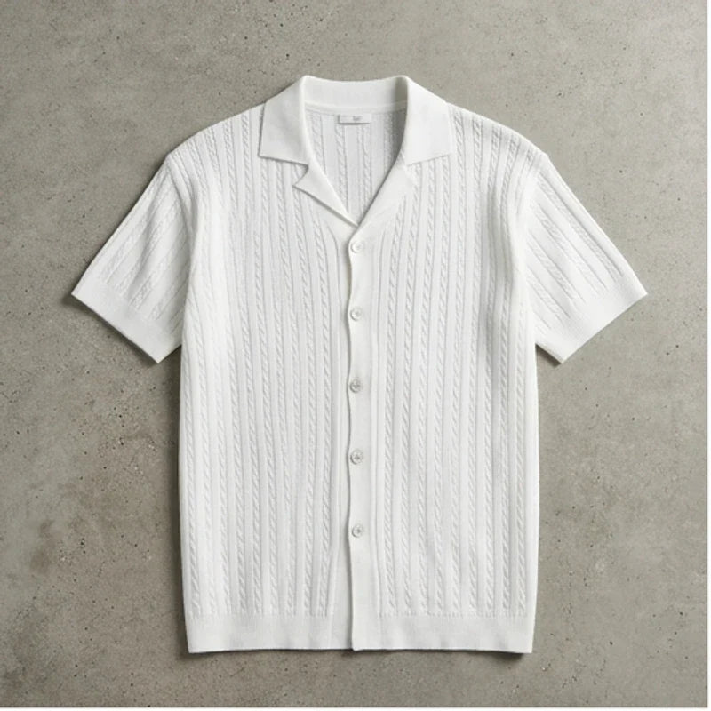 Polo heren | Gebreide kabel polo met kraag
