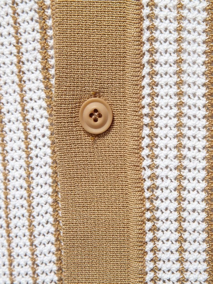 Polo heren | Gebreide polo met knoopsluiting en korte mouw