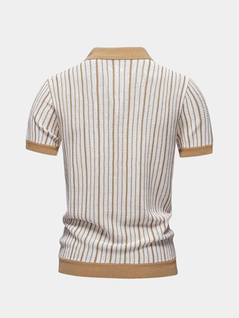 Polo heren | Gebreide polo met knoopsluiting en korte mouw