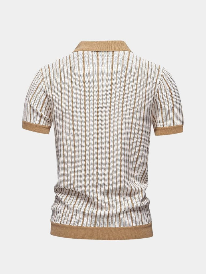 Polo heren | Gebreide polo met knoopsluiting en korte mouw