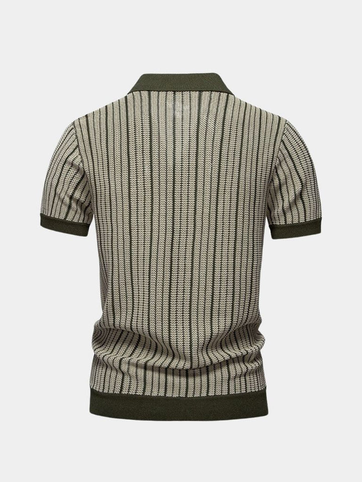Polo heren | Gebreide polo met knoopsluiting en korte mouw