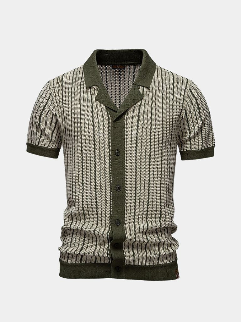 Polo heren | Gebreide polo met knoopsluiting en korte mouw