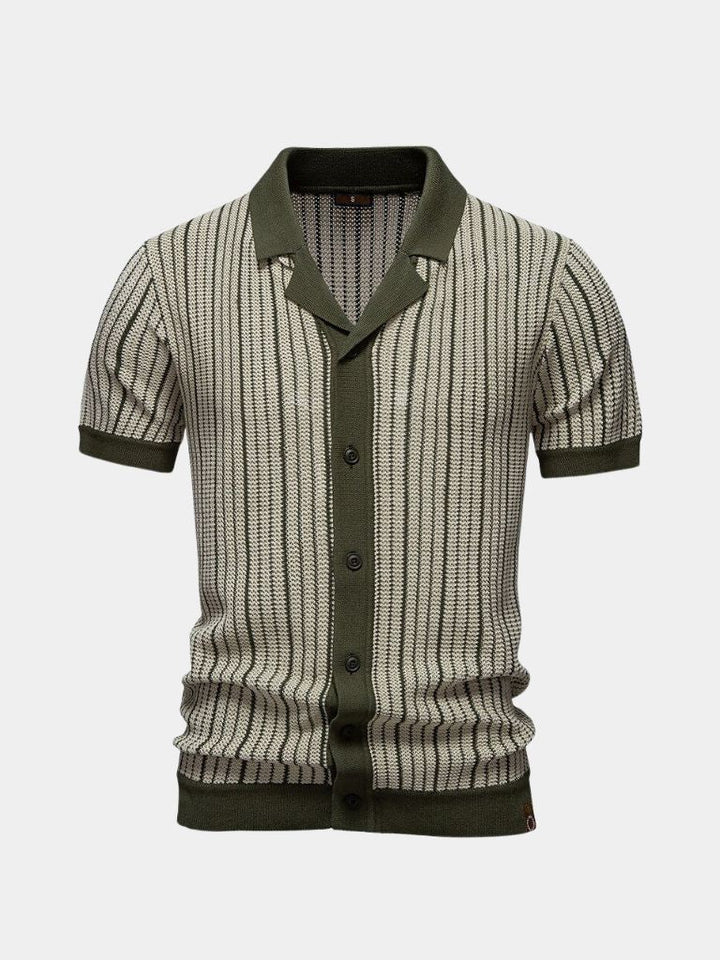 Polo heren | Gebreide polo met knoopsluiting en korte mouw
