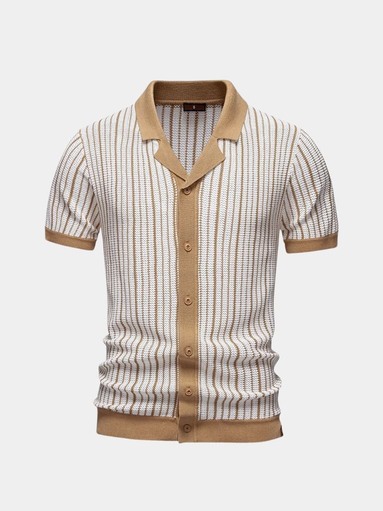 Polo heren | Gebreide polo met knoopsluiting en korte mouw