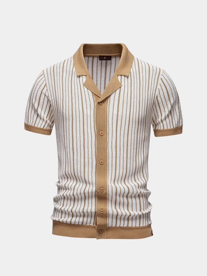 Polo heren | Gebreide polo met knoopsluiting en korte mouw