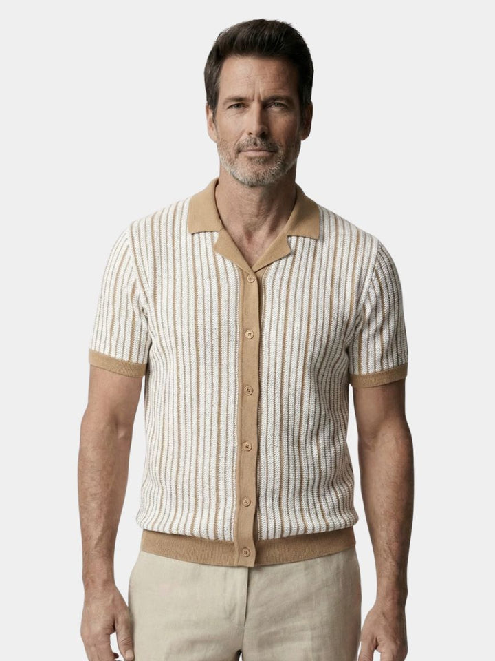 Polo heren | Gebreide polo met knoopsluiting en korte mouw