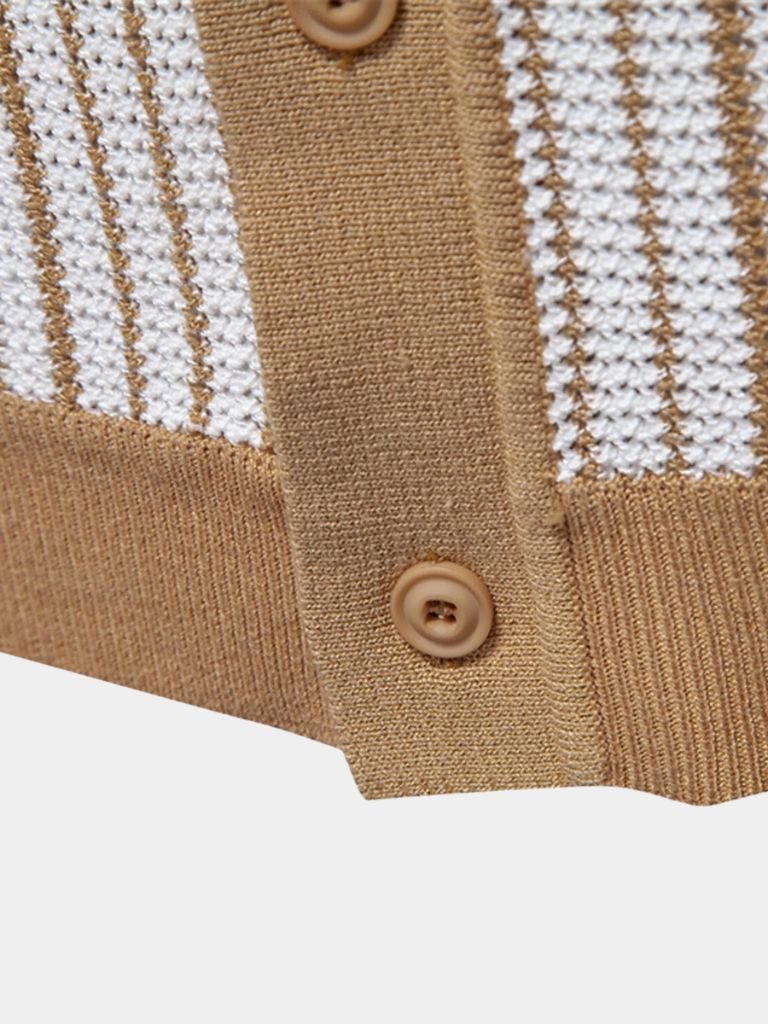 Polo heren | Gebreide polo met knoopsluiting en korte mouw