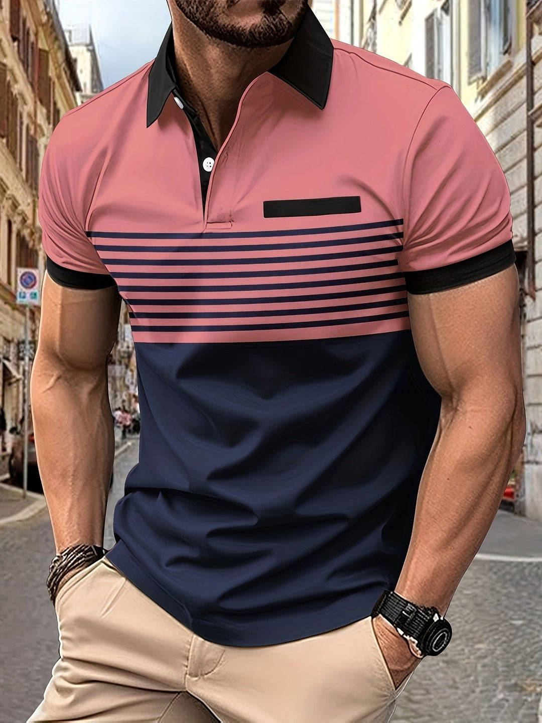 Polo heren | Gestreepte polo met korte mouw