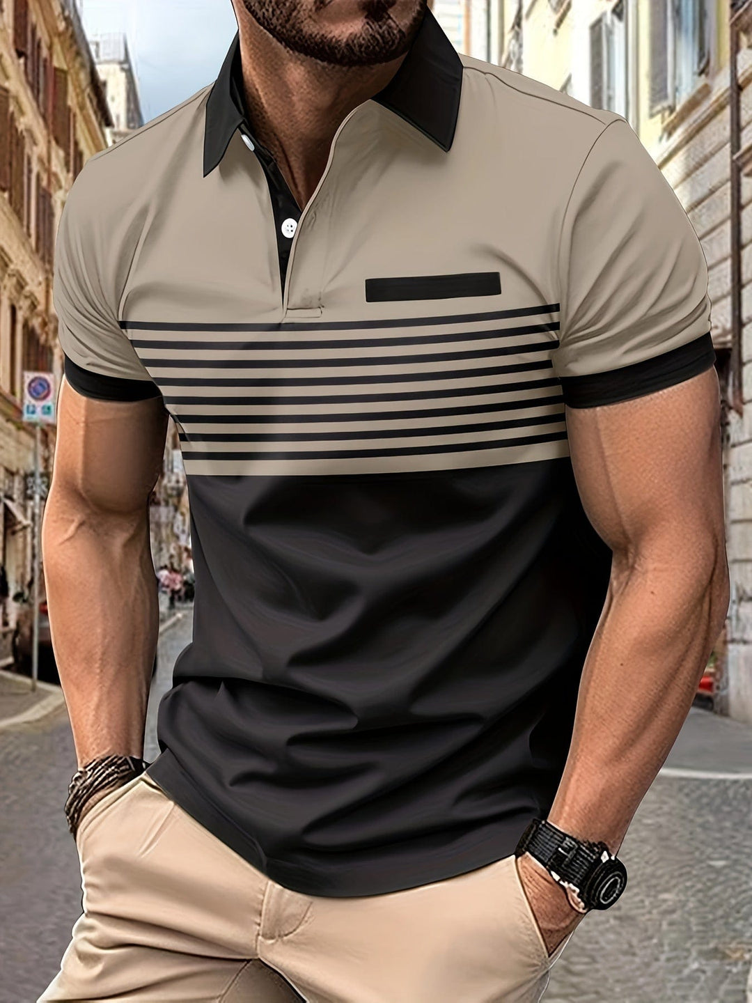 Polo heren | Gestreepte polo met korte mouw