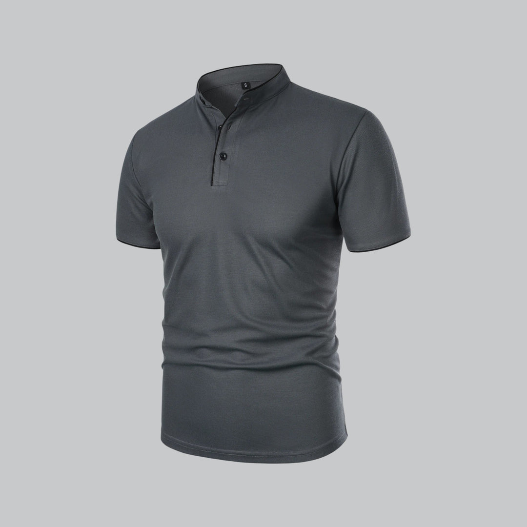 Polo heren | Kraagloze polo met korte mouw