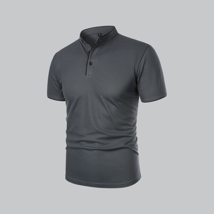 Polo heren | Kraagloze polo met korte mouw
