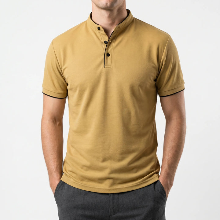 Polo heren | Kraagloze polo met korte mouw