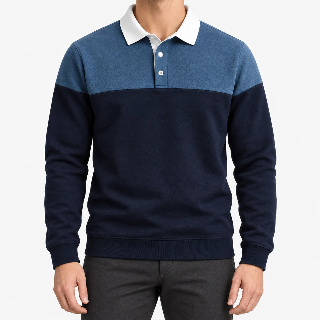 Polo heren | Lange mouwen met contrastkraag