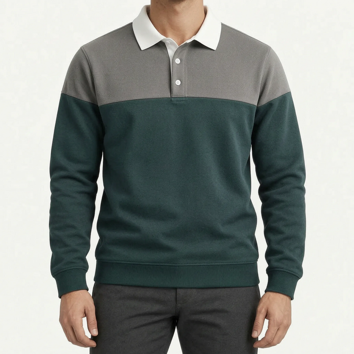 Polo heren | Lange mouwen met contrastkraag