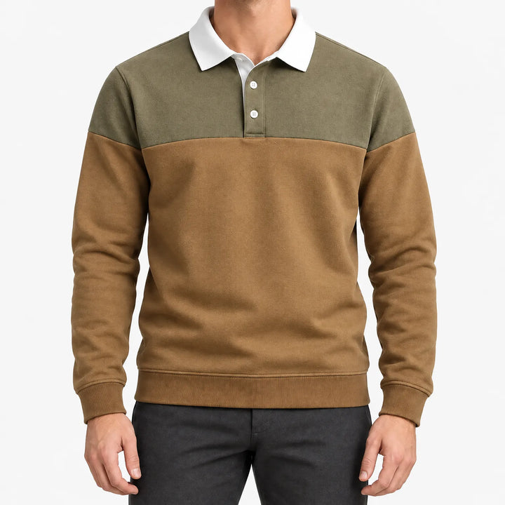 Polo heren | Lange mouwen met contrastkraag