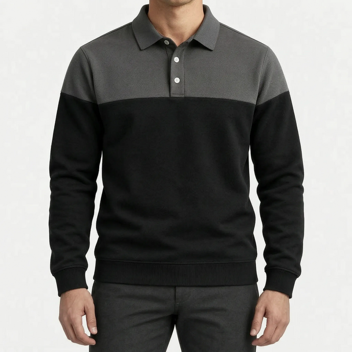Polo heren | Lange mouwen met contrastkraag