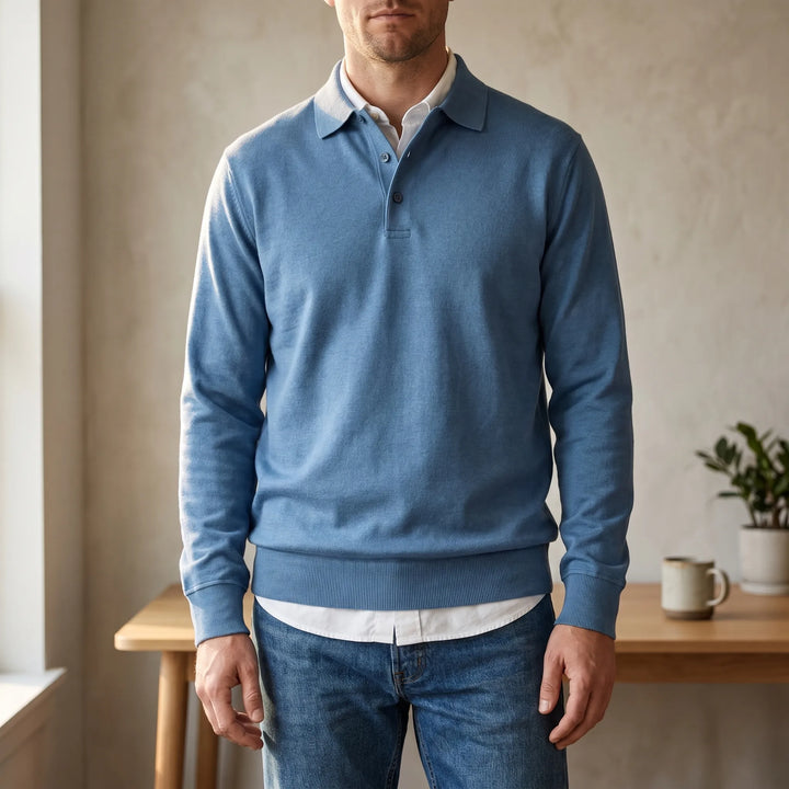 Polo trui heren | Longsleeve met polokraag