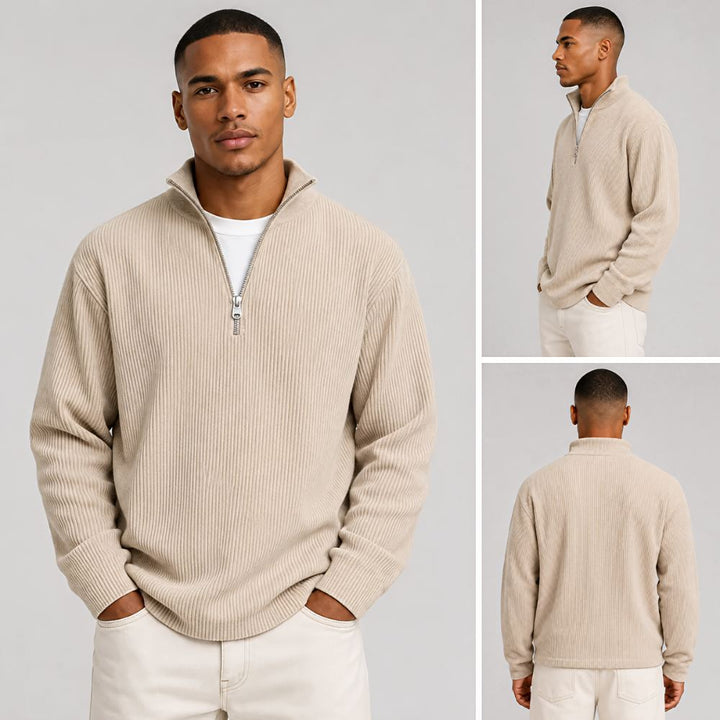 Trui heren | Rib half zip trui met lange mouw