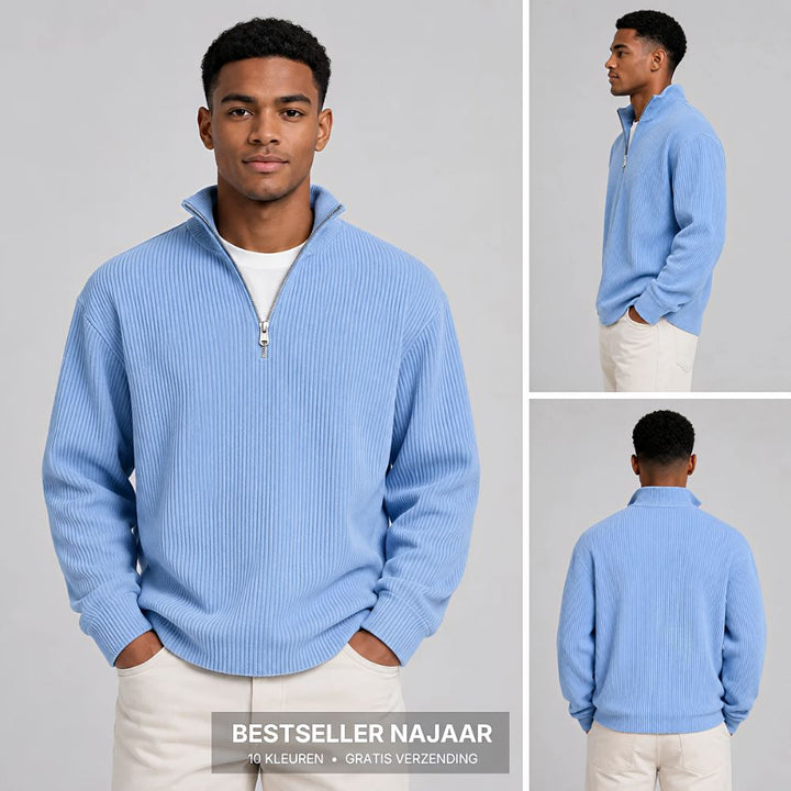 Trui heren | Rib half zip trui met lange mouw