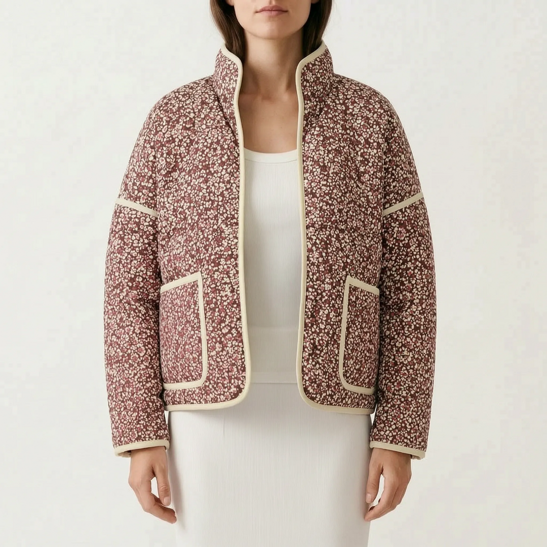 Puffer jas dames | Gebloemd model met quiltstructuur