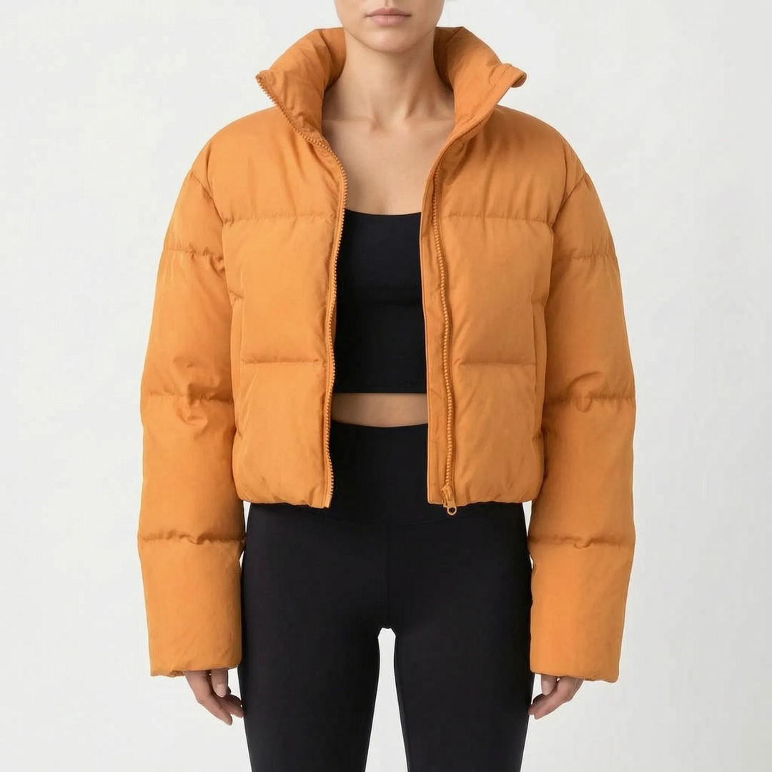Puffer jas dames | Korte gewatteerde jas met hoge kraag