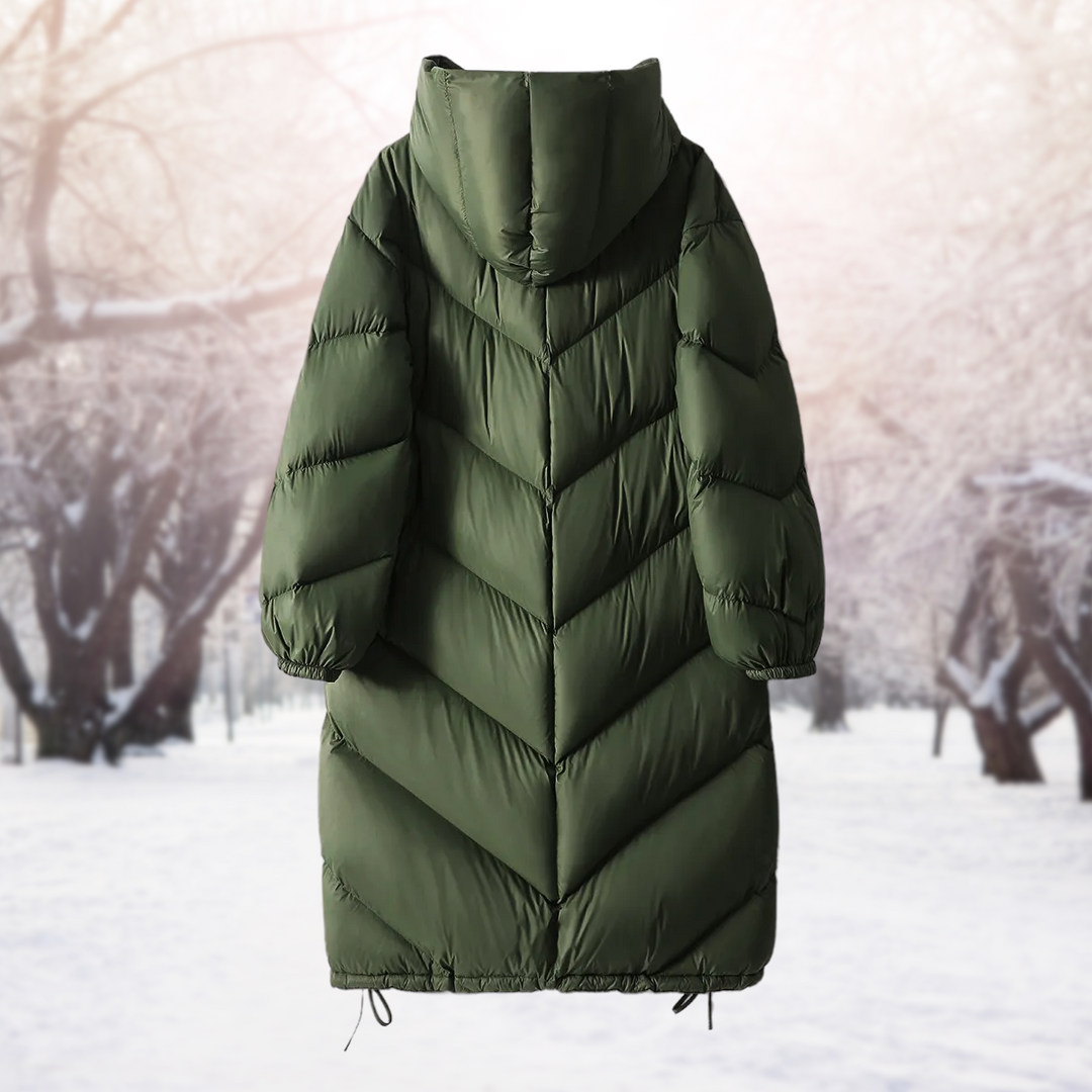 Puffer jas dames | Lange gewatteerde winterjas met capuchon