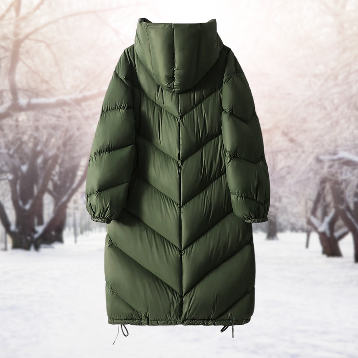 Puffer jas dames | Lange gewatteerde winterjas met capuchon