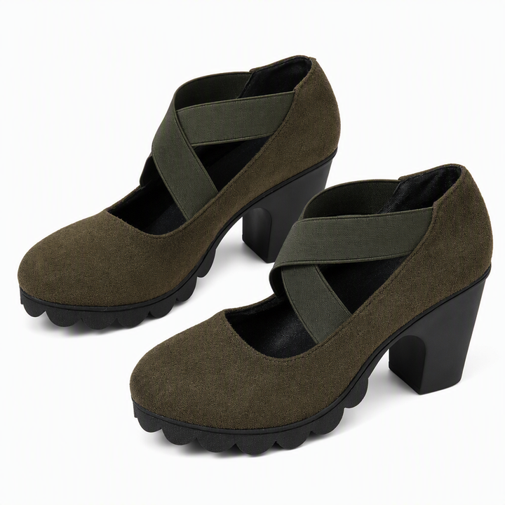 Pumps dames | Blokhak met gekruiste bandjes