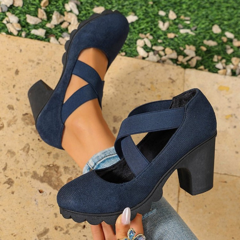 Pumps dames | Blokhak met gekruiste bandjes