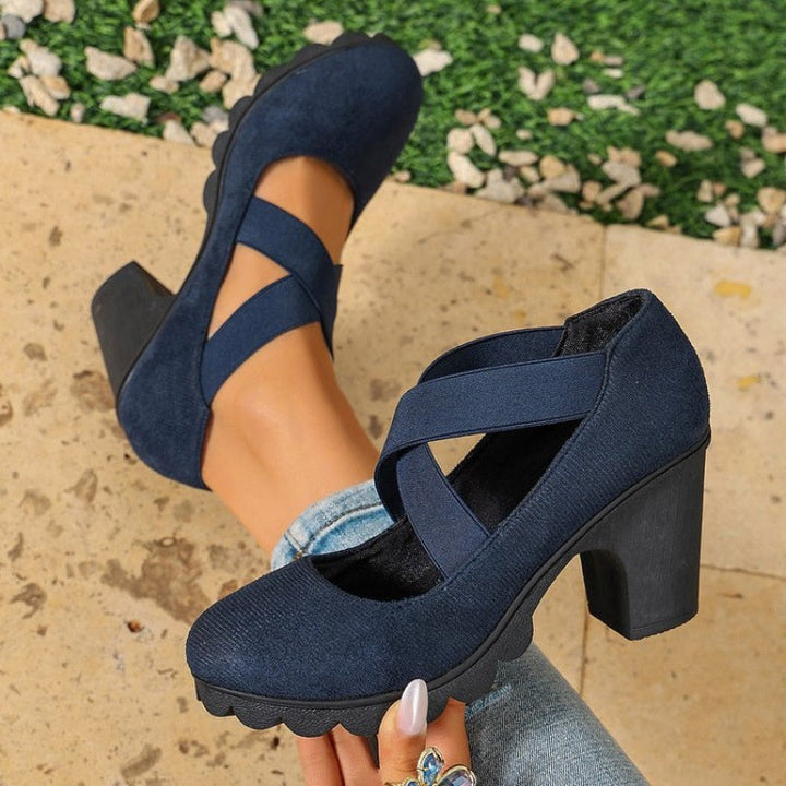 Pumps dames | Blokhak met gekruiste bandjes