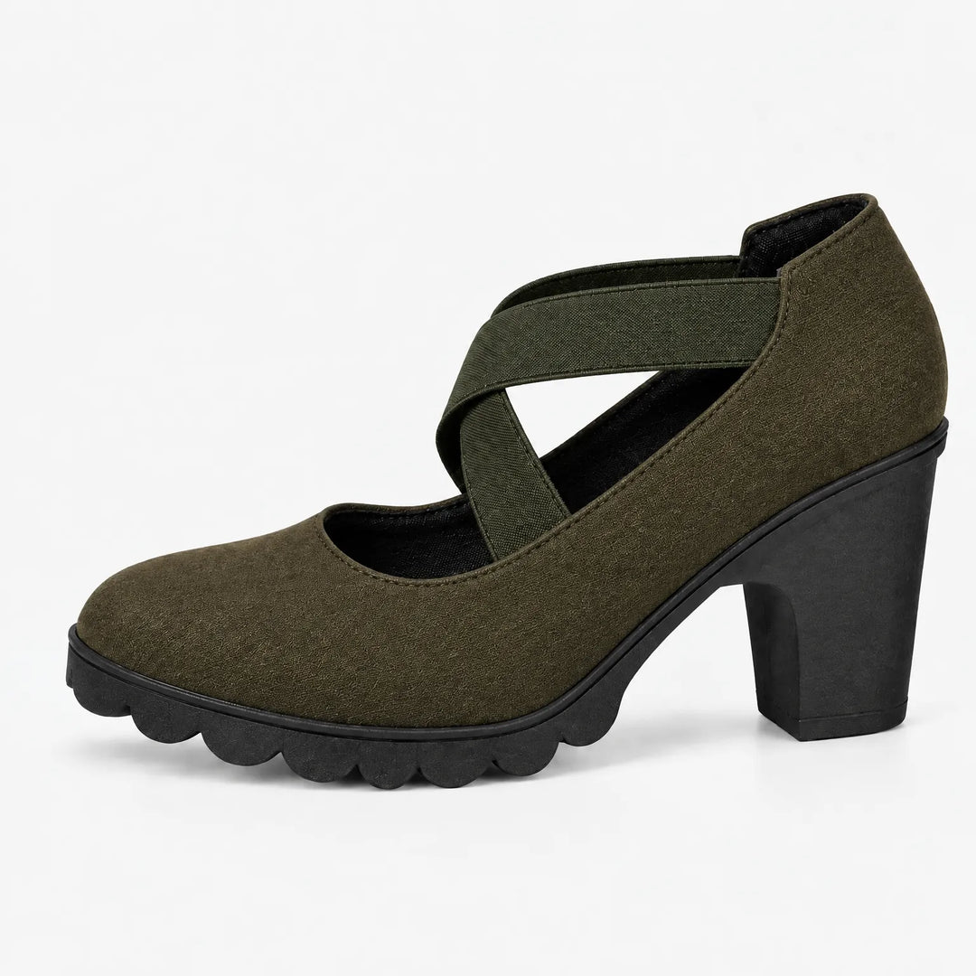 Pumps dames | Blokhak met gekruiste bandjes