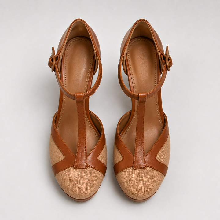 Pumps dames | Elegante hakken met t-bandje en plateauzool