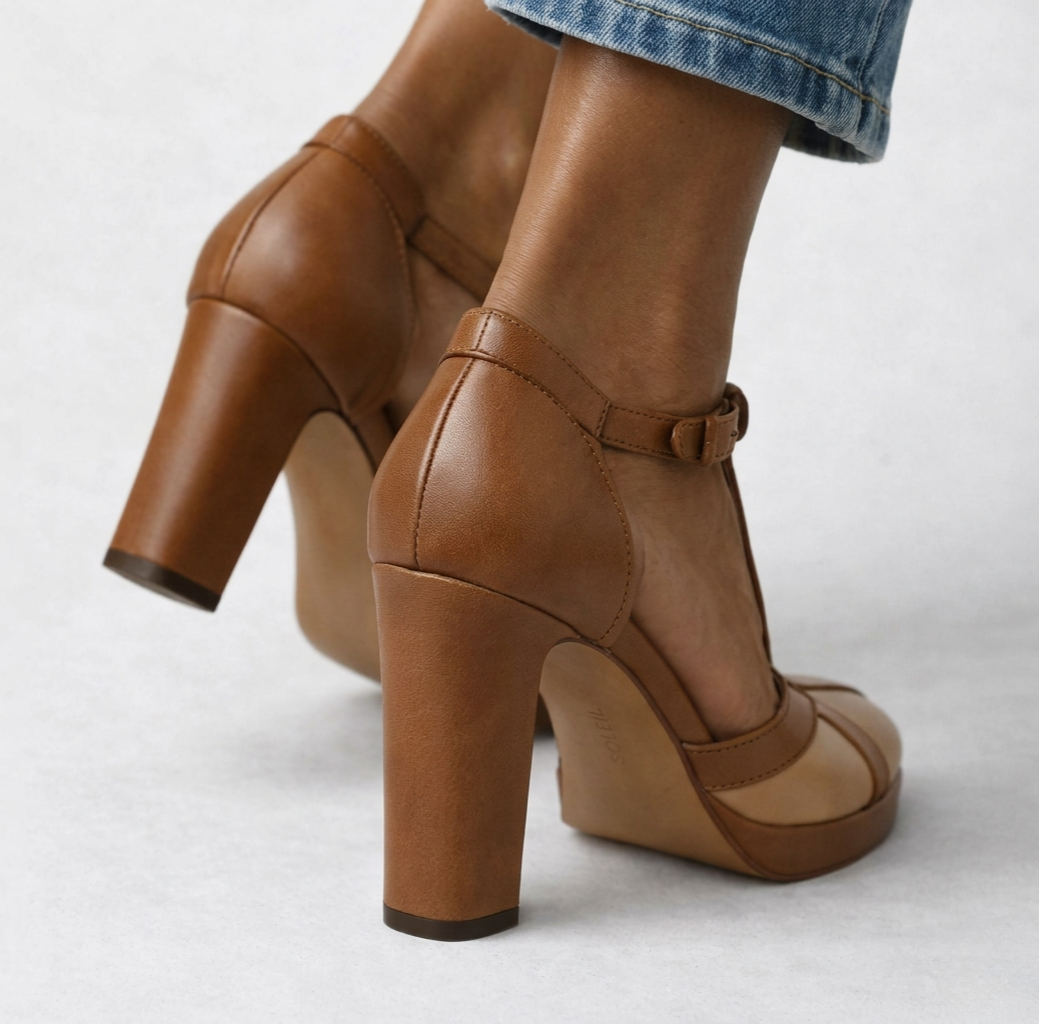 Pumps dames | Elegante hakken met t-bandje en plateauzool