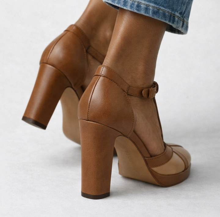 Pumps dames | Elegante hakken met t-bandje en plateauzool
