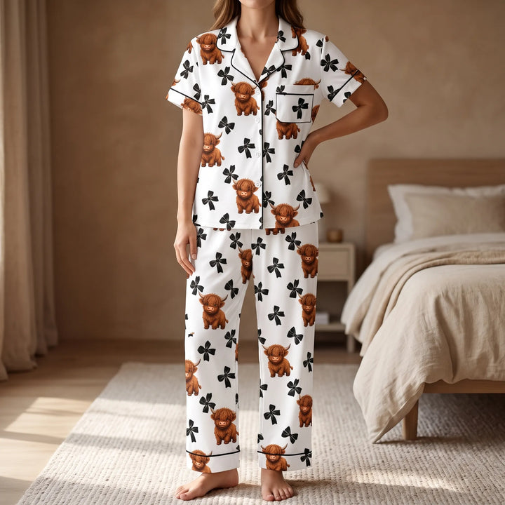 Pyjama dames | 3-delige set met Schotse hooglander print