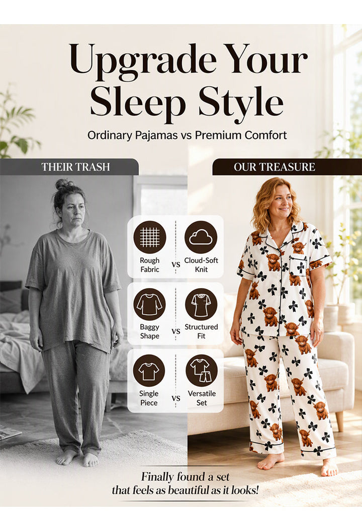 Pyjama dames | 3-delige set met Schotse hooglander print