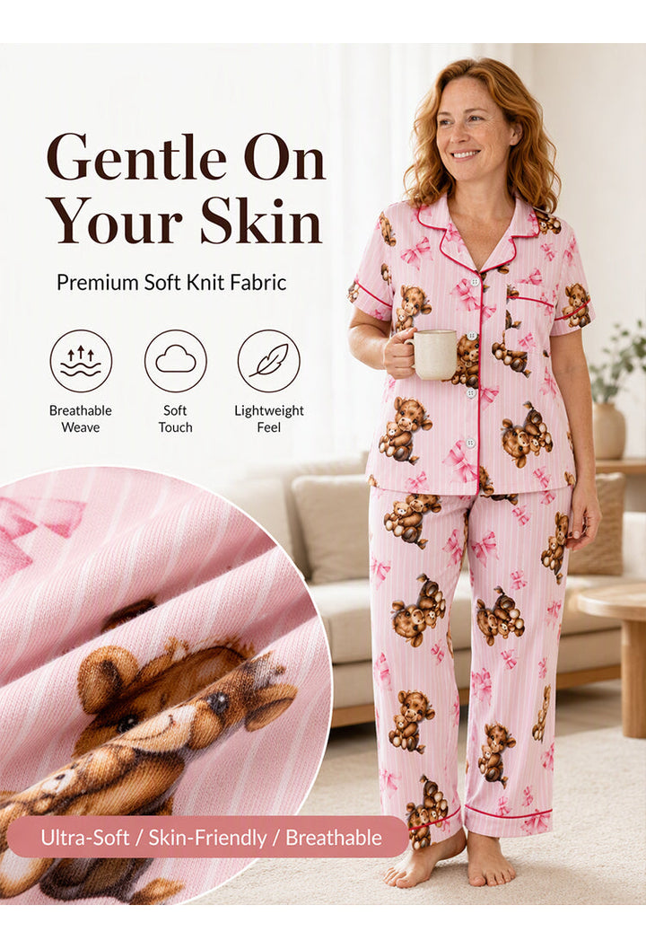 Pyjama dames | 3-delige set met Schotse hooglander print
