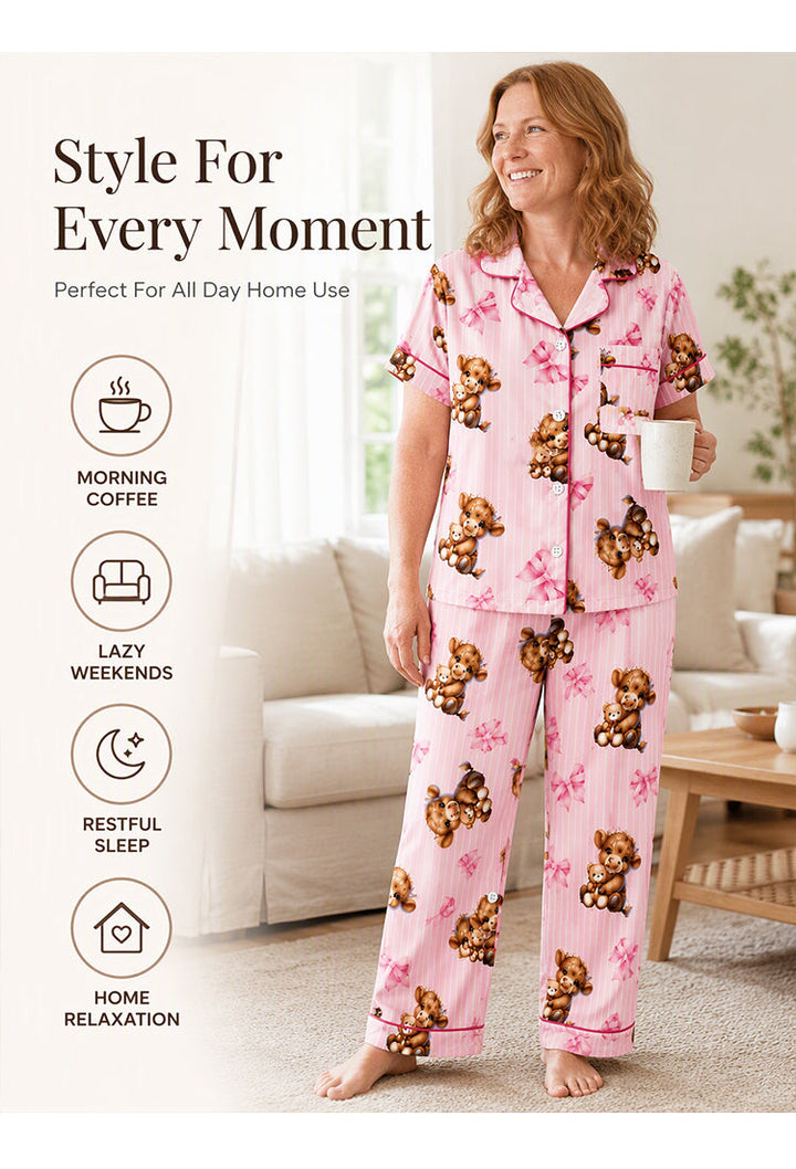 Pyjama dames | 3-delige set met Schotse hooglander print