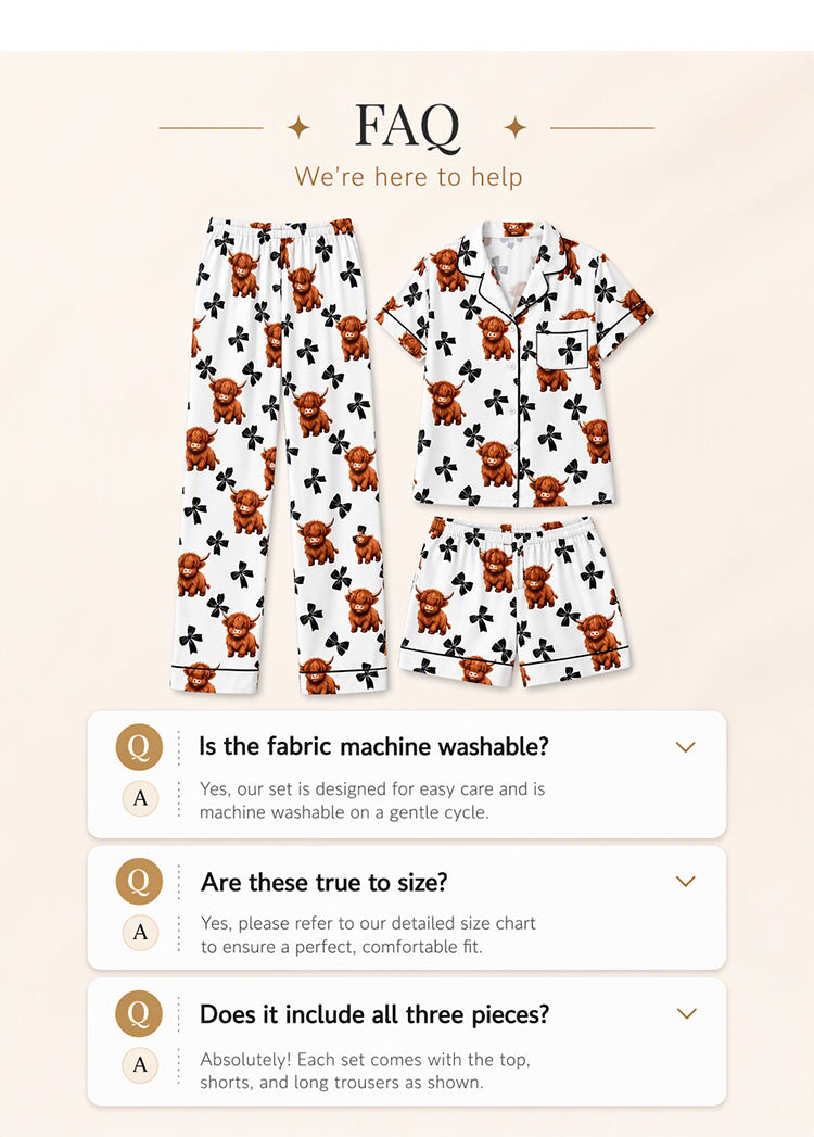 Pyjama dames | 3-delige set met Schotse hooglander print