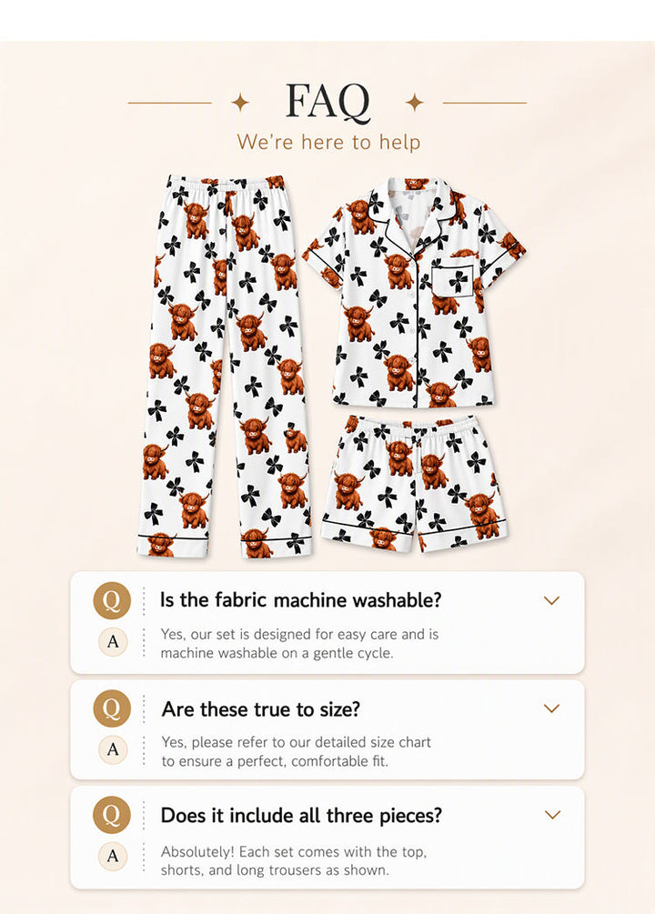Pyjama dames | 3-delige set met Schotse hooglander print