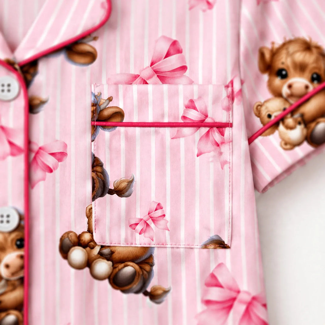Pyjama dames | 3-delige set met Schotse hooglander print
