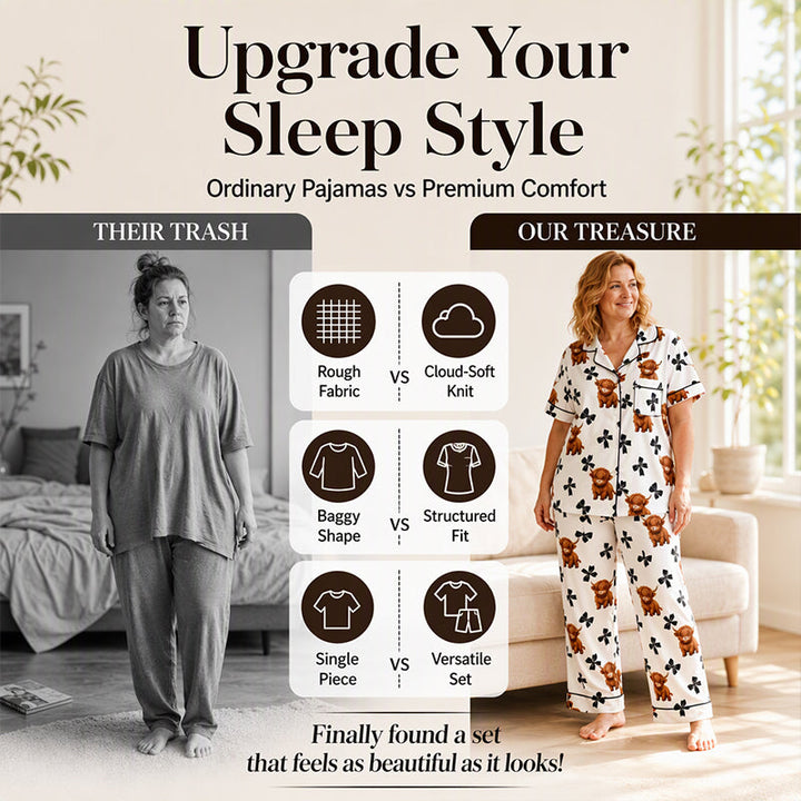 Pyjama dames | 3-delige set met Schotse hooglander print