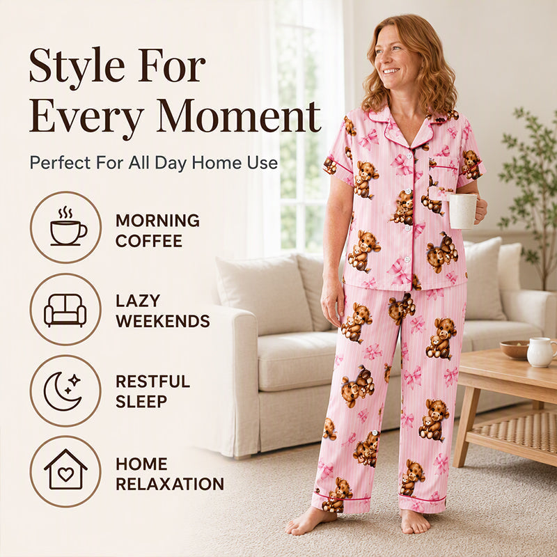 Pyjama dames | 3-delige set met Schotse hooglander print