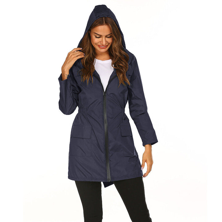 Regenjas dames | Lang model met capuchon en taillekoord