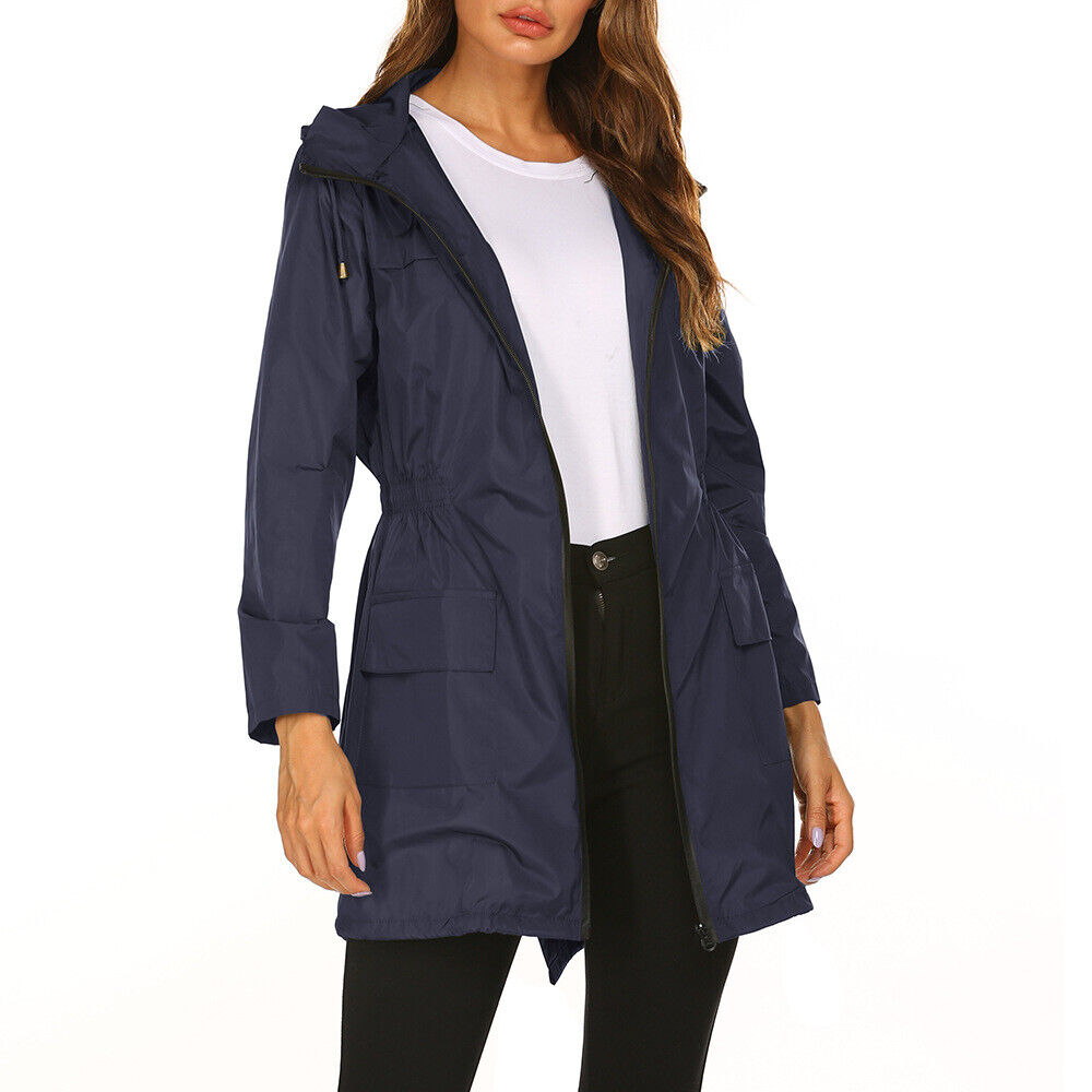 Regenjas dames | Lang model met capuchon en taillekoord