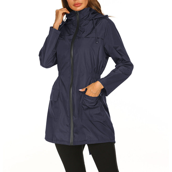 Regenjas dames | Lang model met capuchon en taillekoord