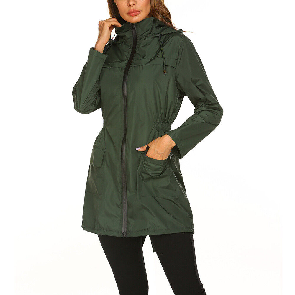 Regenjas dames | Lang model met capuchon en taillekoord