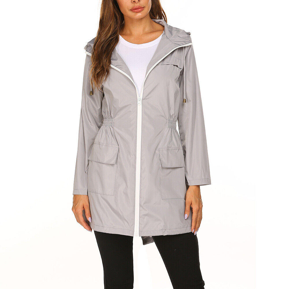 Regenjas dames | Lang model met capuchon en taillekoord