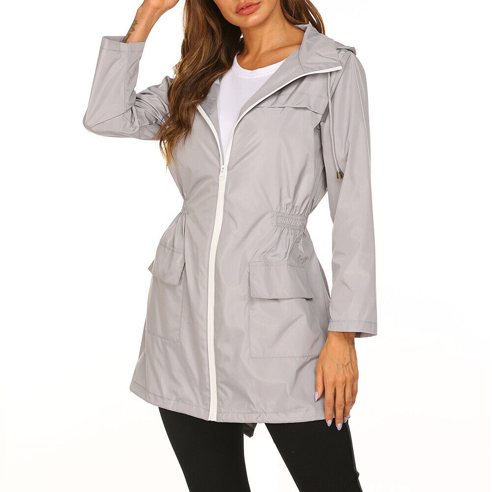 Regenjas dames | Lang model met capuchon en taillekoord